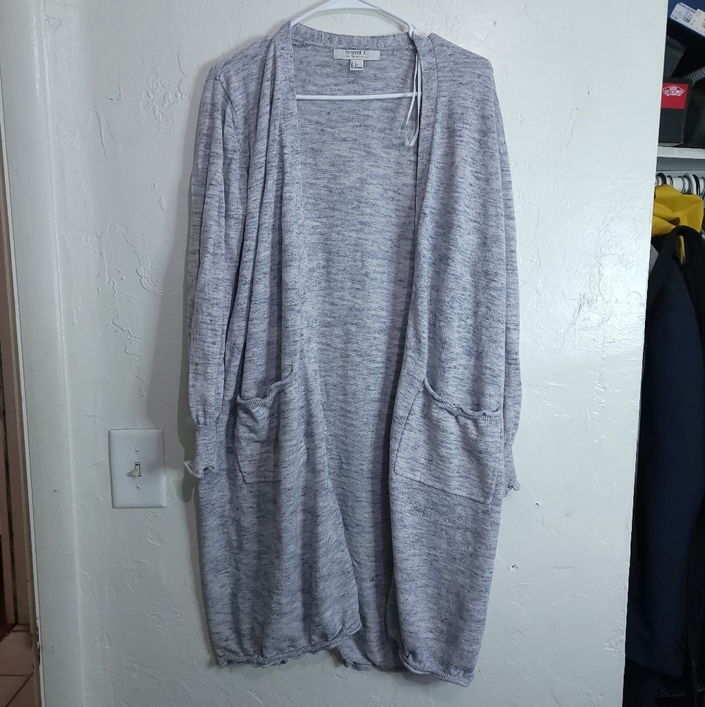Forever21 Contemporary Gray Shawl Cardigan